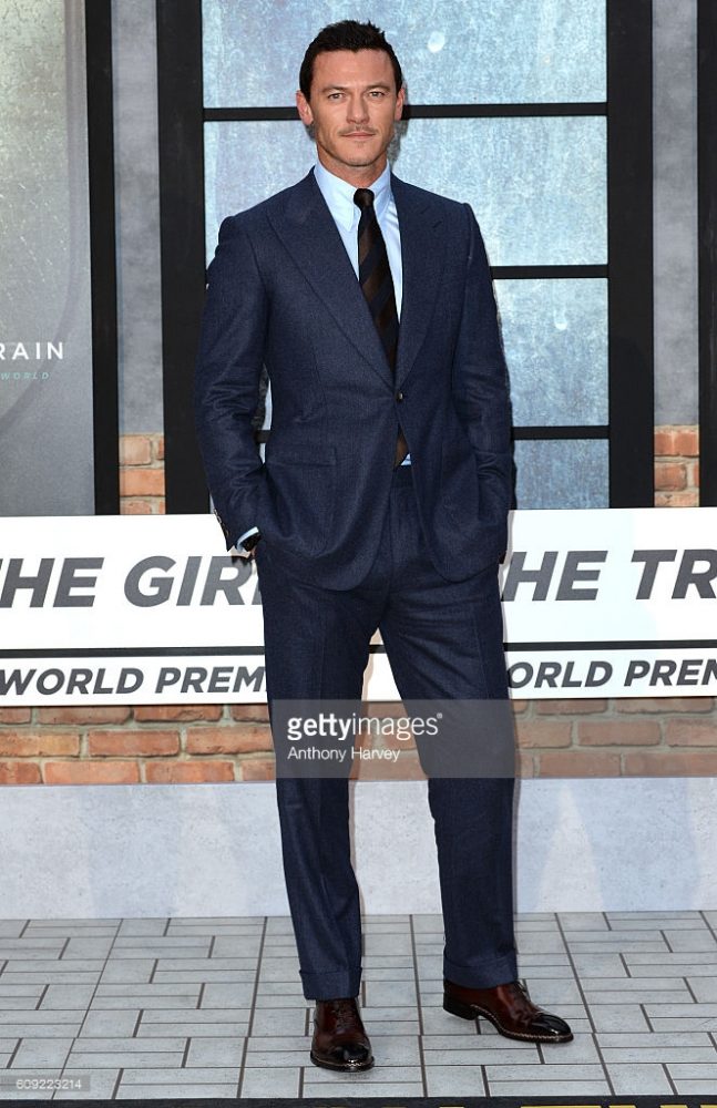 LUKE EVANS wore a pair of Made-To-Order Tramezza Special Edition lace-up shoes, in brown ombré calf with side stitching.
